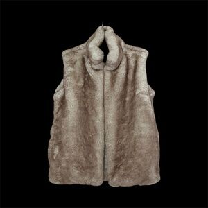 Beige Sz S Faux Fur Vest Sleeveless Cozy Teddy Scandi Lined Neutral Layering